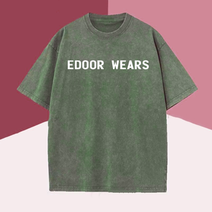 T-shirt vert oversize à manches courtes et col rond Edoor Wears, design imprimé minimaliste, streetwear non tissé, éco-responsable, pour homme - Product Image 3