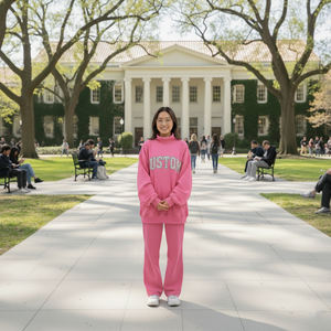 Custom Plain Logo Hooded Solid <b>Fleece</b> Sweatshirt <b>Jogger</b> Sets 2025 <b>Women</b> Tracksuit - Product Image 2