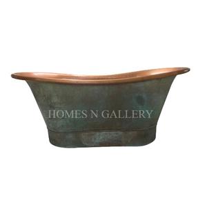 Fabriqué à la main nouveau Design traditionnel de luxe autoportant en cuivre pur égouttoir aspect polonais pour les salles de bain Installation de trempage - Product Image 1