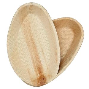 Eco Friendly Elegant Oval <b>Disposable</b> Areca Palm Leaf Plates Serving Solution for Parties - Product Image 4