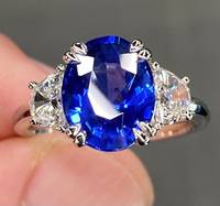 Excepcional Anillo Unisex Vintage de Rodio con Zafiro Ovalado Azul Aciano Intenso de Ceilán, Certificado IGI, de Lujo y Grado Premium
