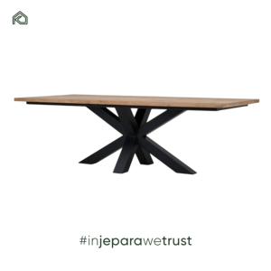 Table à manger de style urbain industriel, pieds en fer, revêtement en poudre noire, style agressif, pour l'extérieur et le salon - Product Image 5