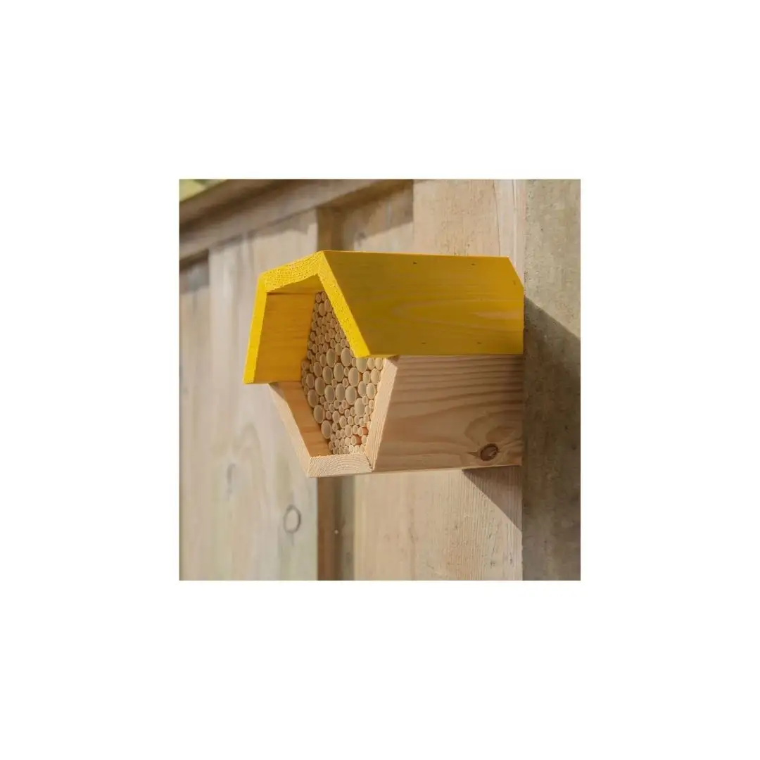 Premium Made in Italy Bee Hotel: Wooden Insect House in Natural Wood with holes of different measures