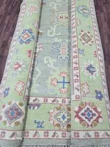 Tapis turc Oushak tricoté à la main marron vert de haute qualité conception de tapis persan pour salon dimensionnement 5x7 6x9 conception de puzzle - Product Image 2