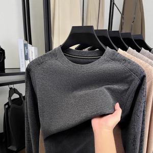 Nueva Sudadera de cuello redondo de terciopelo camello para hombre de otoño e invierno, camisa Base, camiseta de manga larga cálida para viajes de negocios - Product Image 2