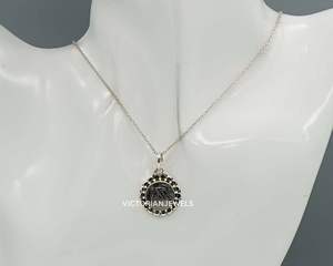 925 argent Sterling massif mois d'avril pierre de naissance rutile noir avec lunette réglage fleur Style pendentif à breloque - Product Image 5