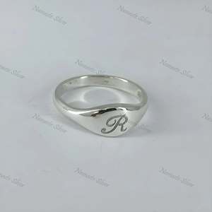 925 Sterling Silver Dainty <b>Initial</b> <b>Ring</b> Handmade Personalized First Letter Custom Wedding Unisex Elegant <b>Ring</b> - Product Image 5