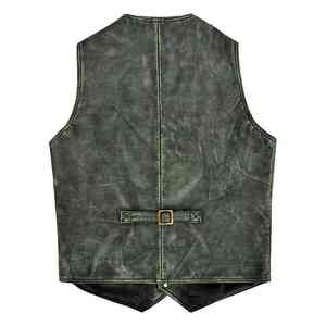 Factory Direct OEM/ODM Men's Genuine Leather Vest Classic Sleeveless <b>Motorcycle</b> Riding Jacket for Wholesale Buyers - Product Image 3
