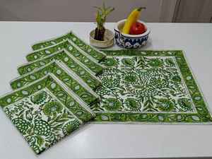 Napperon de Table Greca de haute qualité ensemble de serviettes 100% coton bloc à la main imprimé Style moderne 6 pièces 13 ''x 19'' / 18 ''x 18'' pour les mariages - Product Image 3