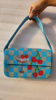 Tas Tote Kasual Kapasitas Besar Berbahan Alami dengan Hiasan Manik-manik Ceri, Modern, Buatan Tangan, Mewah untuk Wanita, Cocok untuk Pesta Malam Nasional dan Acara Fashion
