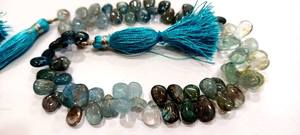 Musgo Natural Aguamarina 5x8mm Cuentas de piedra en forma de pera Liso Vendido por hebra 9 pulgadas de largo - Product Image 2