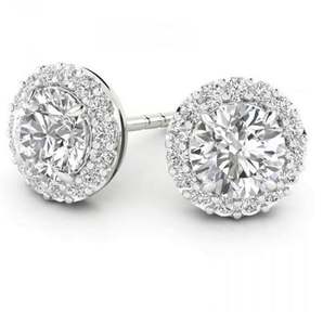 Boucles d'oreilles en or blanc 18 carats certifié et en argent sterling 925 avec diamant taillé sur coussin Bijoux fins pour femmes Clous en diamant certifiés - Product Image 3