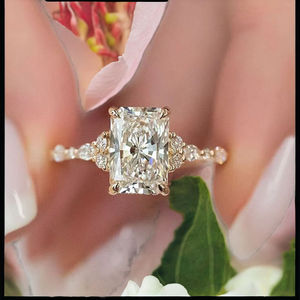 3.00 carats Radiant Cut Lab Grown Diamond Pave Set Wedding Engagement Bridal Fine Jewelry Ring for 14k Yellow Gold - Product Image 5