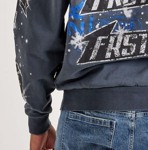 Pull-over vierge personnalisé 100% sweat à capuche en coton avec motif en diamant strass pour hommes - Product Image 5