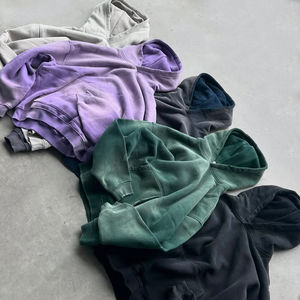 Sun faded Washed Hoodie /Pullover Con capucha Tallas grandes Peso pesado algodón Fleece Knit Solid Spring Custom Print Manga larga - Product Image 6