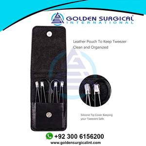 Ensemble de 5 pinces à épiler avec étui de voyage en cuir |   Ensemble de coupe-ongles personnalisé en gros, 2 pièces, avec étui en cuir - Product Image 6