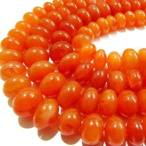 8 à 12 mm perles rondelle de cornaline naturelle couleur orange brin gradué lisse lisse 8 pouces de long - Product Image 1