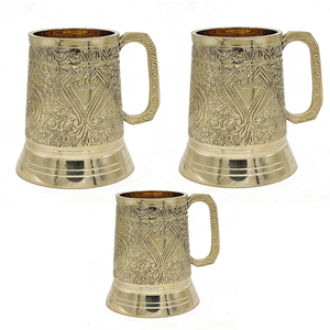 ถ้วยทองเหลืองทำมือระดับพรีเมียมพร้อมลวดลายสลัก |   เครื่องดื่มสไตล์ยุคกลางโบราณ ของตกแต่ง ของขวัญ ของสะสม - Product Image 1