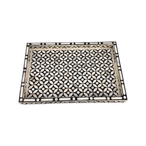 Plateau de service artisanal en os incrusté, motifs floraux complexes, écologique, pour une décoration luxueuse de la maison et de la cuisine - Product Image 2