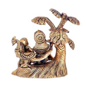 Latón pulido Radha Krishna árbol estatua huecograbado impresión hogar artículo decorativo para Pooja Mandir templo - Product Image 2