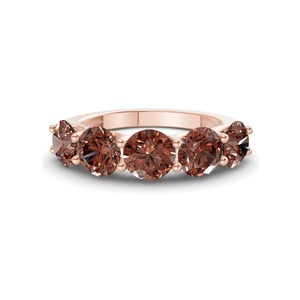 Anillo Redondo Pequeño de Diamantes Cultivados en Laboratorio, Color Morado, 0.50 Ct Tw, Oro Sólido de 14K, Claridad VS, 5 Diamantes, Brillo Delicado y Regal - Product Image 2