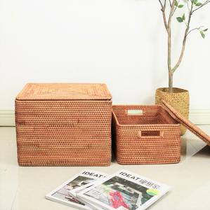 Boîte à tissage en rotin, boîtes en osier tressées faites à la main, petites, moyennes et grandes tailles, ensemble de paniers de rangement - Product Image 5