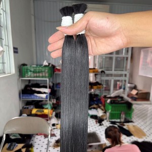 Volume de cheveux raides en os vierge brut, Extension de cheveux humains droits en os vietnamien avec fermeture à lacet transparente frontale - Product Image 1