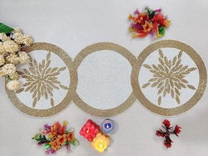 Christmas Decorative and Leaves Design Beaded <b>Runner</b> Placemat <b>Dining</b> <b>Table</b> Fancy Mat Handmade Decorative <b>Runners</b> for Wedding - Product Image 2