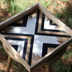 Plateau en bois à motif végétal Art Déco pour table basse ou décoration de cuisine, décoration de mariage multifonctionnelle - Product Image 1