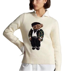 Wool Blend Cartoon Print Machine Embroidery Breathable Anti-Pilling O-Neck Casual Long Sleeve Pullover Sweater <b>Women</b> Winter - Product Image 2