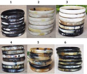 Conjunto de pulsera de cuerno de búfalo ecológico hecho a mano, brazalete de cuerno de buey de alto pulido, brazaletes de ágata de tamaño mixto, Color Natural - Product Image 3