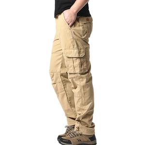 Large Pocket Loose <b>Overalls</b> Men's Outdoor Sports Jogging Tactical Pants Elastic Waist Pure Cotton Breathable Casual Work Pants - Product Image 3