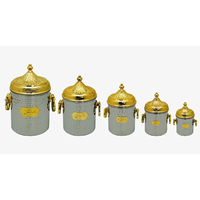 Ensemble de boîtes à thé, sucre et café en acier inoxydable, 5 boîtes de conservation alimentaire hermétiques, compatibles lave-vaisselle, cadeaux traditionnels royaux