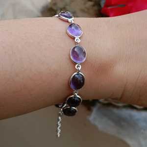 Handmade 925 Sterling <b>Silver</b> Amethyst <b>Bracelet</b> Crystal <b>Bracelets</b> & <b>Bangles</b> - Product Image 6