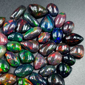 Opale éthiopienne noire naturelle pierre précieuse Cabochon lisse mélange forme grossiste usine fournisseur Jaipur - Product Image 1