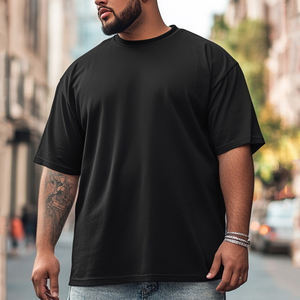 Black With Short Sleeve Comfortable Newest Design Adult Street Wear 100% Cotton O Neck Solid Color Large Size <b>Men's</b> <b>T</b>-<b>Shirts</b> - Product Image 1