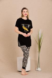 Pijamas de Mujer de Textil Turco de Lujo, Conjunto de Camisón Transpirable de Tela Viscosa, Manga Larga, Estampado, Ropa de Dormir de Calidad Turca - Product Image 5