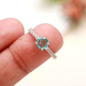 แหวนเงินแท้ของผู้หญิงทำด้วยมือ925แข็งพร้อมอะพาไทต์เครื่องประดับเงินชั้นดีทำจากนีออนสำหรับงานแต่งงานขายส่ง - Product Image 2