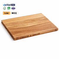 Planche à découper en bois d'acacia naturel, épaisseur 1,8 cm, rectangulaire, avec rainure pour les jus, pour la préparation du pain et du fromage en cuisine