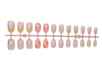 HYC-DZ-640 Faux ongles ovales à presser effet macaron ombré, avec paillettes étoiles argentées, style doux, réutilisables, vente en gros