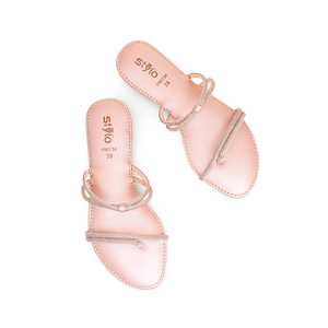 Peach Fancy Heeled Sandalias FN0734 Chappal Producto - Product Image 1