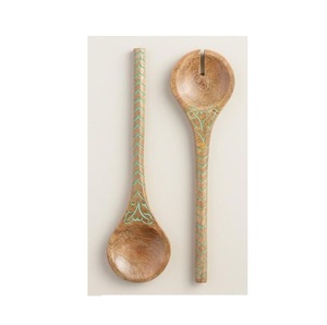 Best Price Natural Mango Wood <b>Salad</b> <b>Server</b> for Kitchenware Tableware <b>Salad</b> Tool Wooden Cutlery Spoon Fork Set Home and Kitchen - Product Image 2