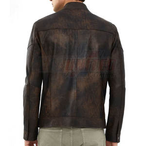 Nueva Chaqueta de Cuero para Hombre Estilo Motero con Cuello Alto con Cremallera y Paneles Elegantes, Diseño de Cuello Alto, Estilo Urbano - Product Image 6