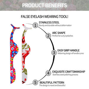 Professional Eyelash Tweezers <b>Stainless</b> <b>Steel</b> Eyelash Extension Clip Individual Curved <b>Strip</b> Lash Extension Supplies - Product Image 2