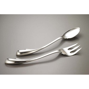 Royal Design Flat Long Rectangular Shape Gold Pulido Mango Acero inoxidable Plateado Juego de servir ensalada para boda - Product Image 5