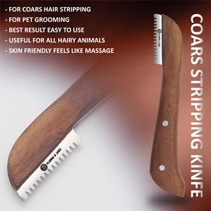 Juego de 6 uds. De herramientas de aseo canino de acero inoxidable, cuchillos de cardado, peines con mango de madera para limpieza de mascotas - Product Image 5