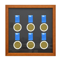 Porte-médaille Durable en bois noir écologique cadre d'affichage boîte d'ombre étui pour courir Marathon finisseur médailles Badges fleur