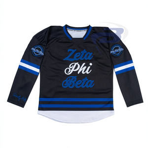 Maillot de hockey à manches longues en polyester de qualité professionnelle avec patchwork sublimé sur le devant, lettres grecques personnalisées, pour la sororité Zeta Phi Beta - Product Image 1