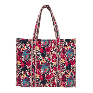 Handmade Quilted Vintage Lady Fashion <b>Tote</b> <b>Bag</b> with Zipper Closure and <b>Canvas</b> Lining-Lightweight for Travel Shopping <b>Bag</b> - Product Image 1