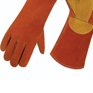 Venta al por mayor de guantes de cuero de vaca de 10 pulgadas de los hombres de trabajo de construcción guantes de seguridad industrial antideslizante de soldadura - Product Image 6